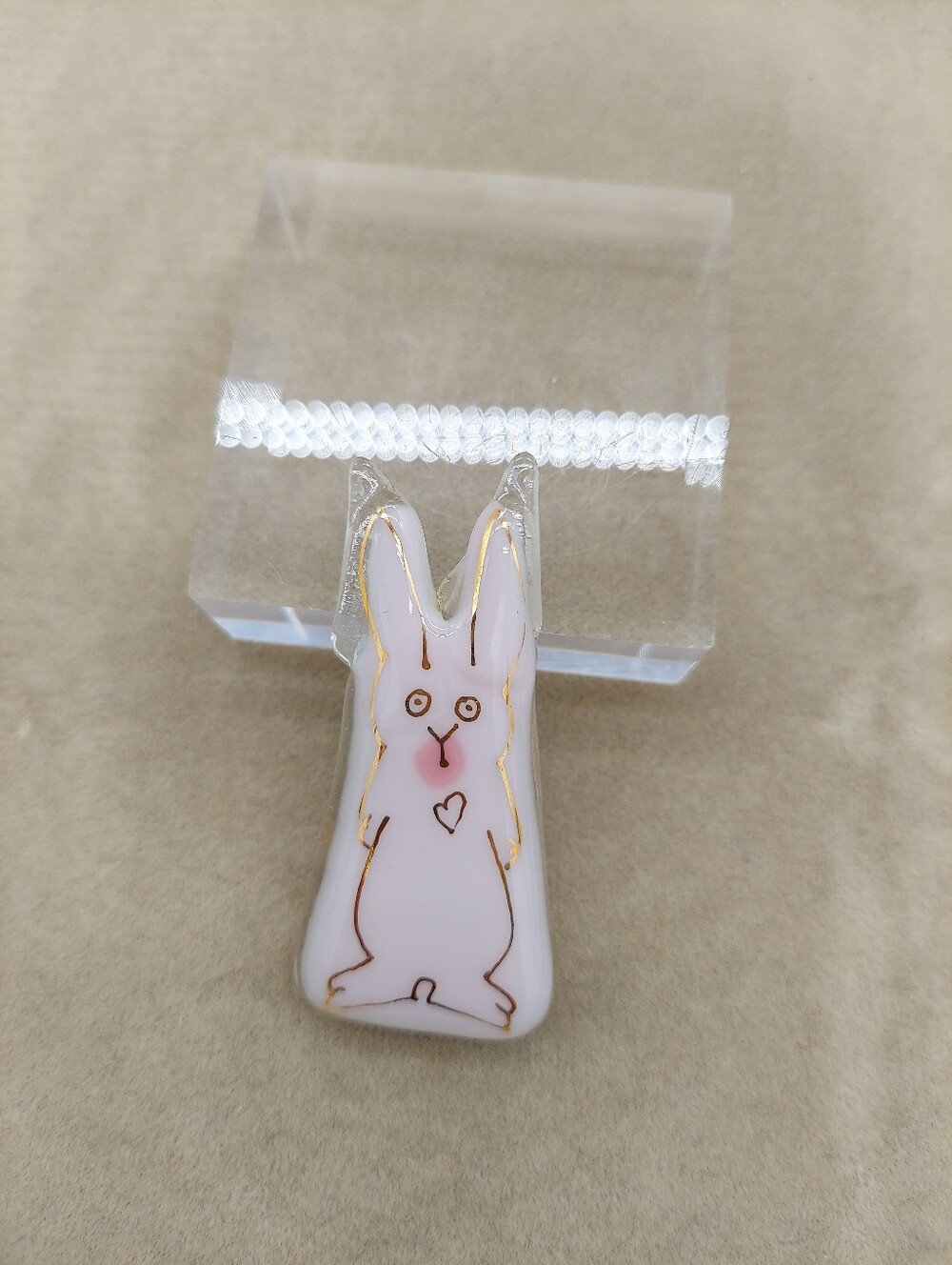 Handmade Glass Rabbit Brooch Cute Unique